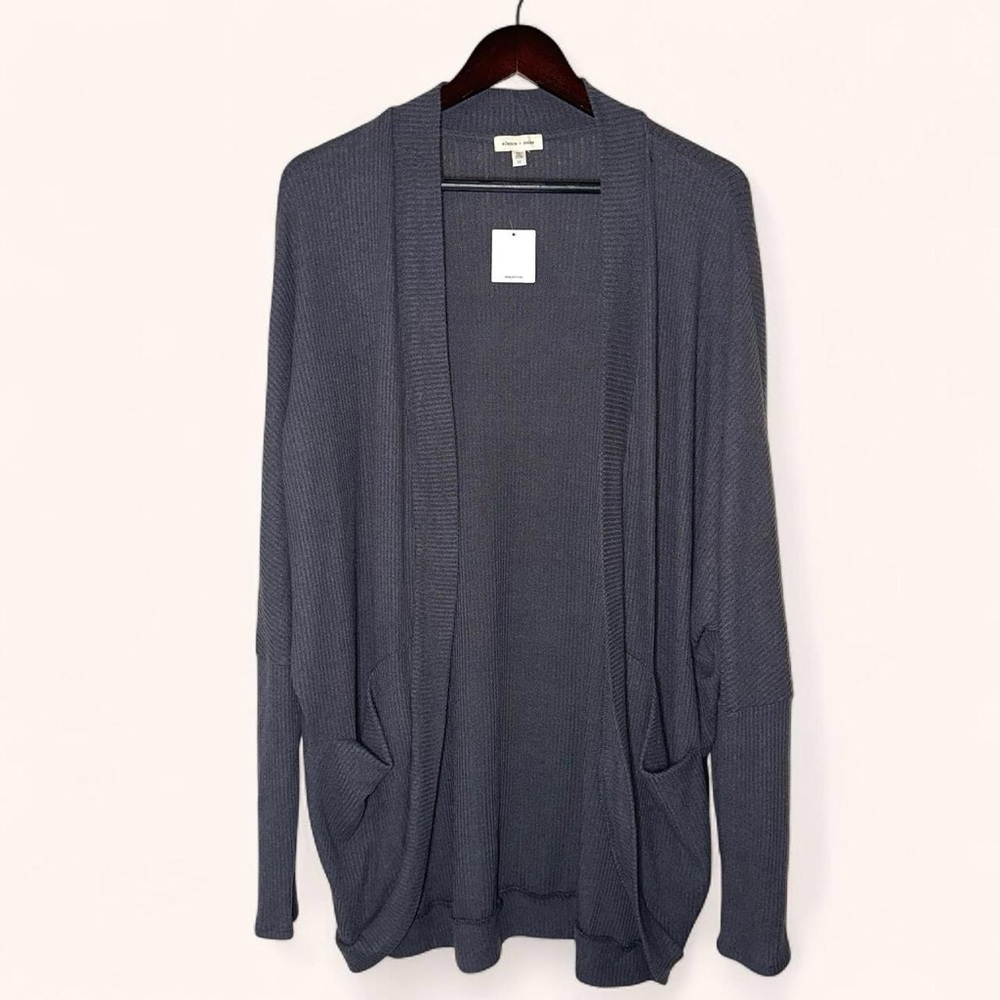UO Silence + Noise Gray Ribbed Oversized Batwing Sleeve Cozy Soft Cardigan